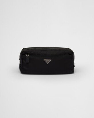 Re-nylon And Saffiano Leather Travel Pouch