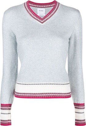 contrasting trim V-neck jumper-AA