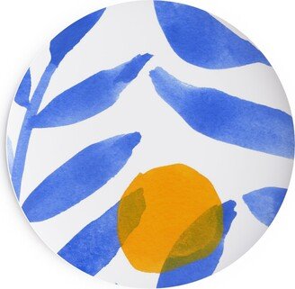 Salad Plates: Modern Lemons Block - Blue And Orange Salad Plate, Blue