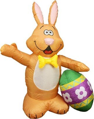 Northlight Easter 4' Inflatable Prelit Bunny with Egg Outdoor Decoration - Brown/Yellow