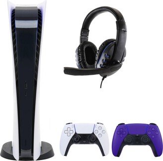 Playstation PS5 Digital Console with Extra Purple Dualsense Controller and Universal Headset