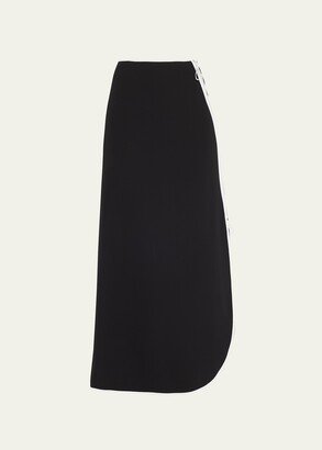 Asymmetric Silk Cady Maxi Skirt-AA