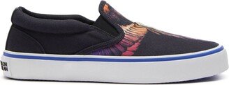 Wings-motif slip-on sneakers