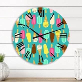 Designart 'Ice Cream Cones In Vivid Tasty Colors V' Traditional wall clock