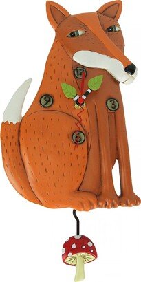 Allen Designs Foraging Fox Decorative Pendulum Wall Clock Home Decor - 13.75 X 7 X 2 inches