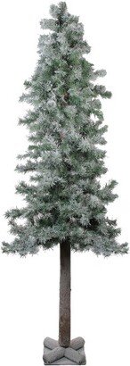 Northlight 6 FT Slim Flocked and Glittered Woodland Alpine Artificial Christmas Tree â€“ Unlit