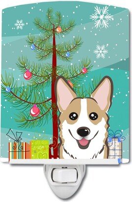 Christmas Tree and Sable Corgi Ceramic Night Light