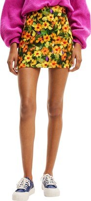 Floral Garden Faux Wrap Miniskirt