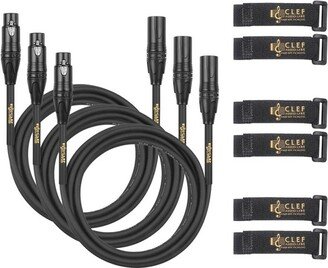 Clef Audio Labs XLR Male to XLR Female, Black Zinc Alloy Shell/PVC Jacket - 12FT - 3PK