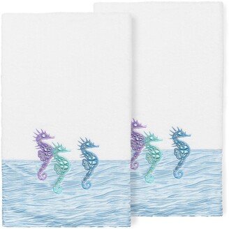 White/Blue Sofia Embellished Bath Towel - Set of 2