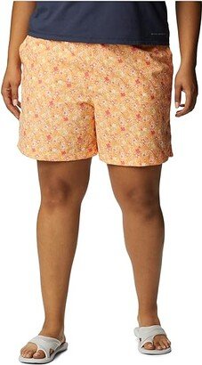 Plus Size Sandy River II Printed Shorts (Peach/Mini Hibiscus) Women's Shorts