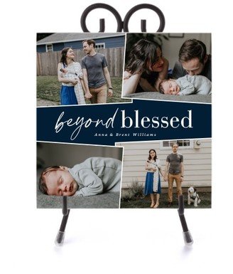 Ceramic Tiles: Beyond Blessed Overlap Script Ceramic Tile, Glossy, 6X6, Blue