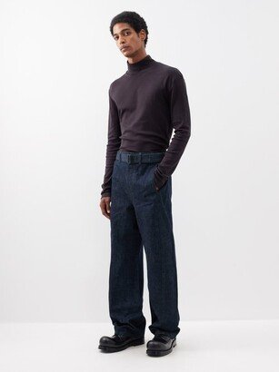 Twisted-seam Belted Relaxed-leg Jeans