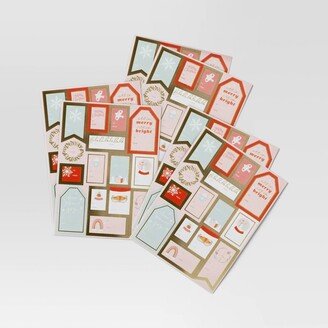 90ct Peel & Stick Christmas Gift Tag Blush/Green - Wondershop™