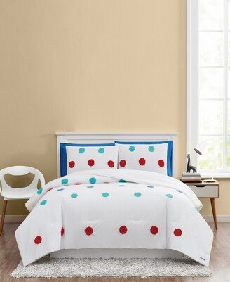 Fuzzy Dot 3 Piece Comforter Set, Full/Queen