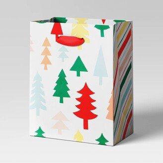 Petite Colorful Christmas Trees Gift Bag White - Wondershop™