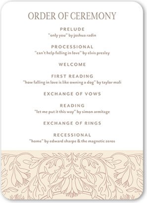 Wedding Program Cards: Newlywed Nouveau Wedding Program, White, 5X7 Flat Program, Matte, Signature Smooth Cardstock, Rounded