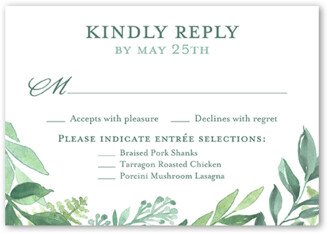 Rsvp Cards: Framed Greenery Wedding Response Card, Green, Matte, Signature Smooth Cardstock, Square