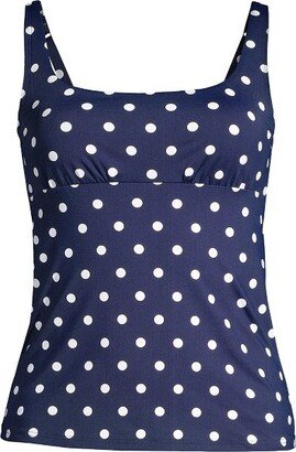 Women's D-Cup Chlorine Resistant Square Neck Underwire Tankini Swimsuit Top Adjustable Straps - 14 - Deep Sea Polka Dot