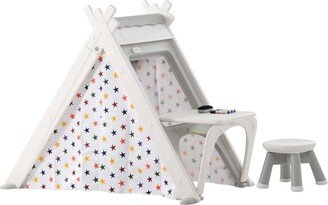 BEYONDHOME Foldable 4-in-1 Kids Play Tent: Teepee Tent with Stool and Climber