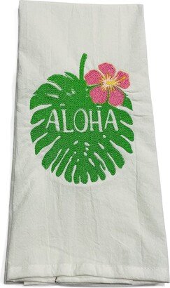 Embroidered Aloha Palm Frond Flower Kitchen Bath House Towel Decor