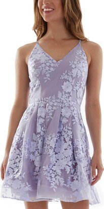 Juniors' Embroidered Fit & Flare Dress, Created for Macy's