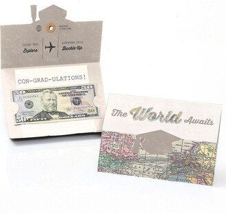 Big Dot Of Happiness World Awaits - Graduation Money Holder Cards - Set of 8 - Beige, Khaki