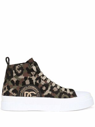 Camouflage Leopard-Print High-Top Sneakers