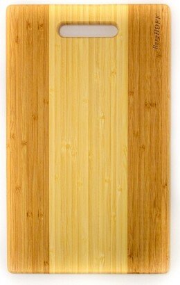 Bamboo Rectangle Cutting Board, Two-tone with Handle, 14.2