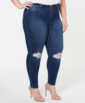 Trendy Plus Size High-Rise Distressed Skinny Ankle Jeans