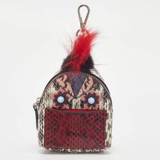 Multicolor Watersnake Leather and Fur Micro Monster Backpack Bag Charm