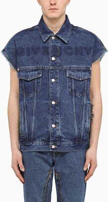 Blue denim sleeveless jacket