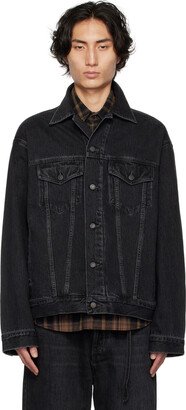 Black Faded Denim Jacket-AI