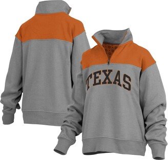 Women's Pressbox Gray Texas Longhorns Avon Fleece Quarter-Zip Jacket