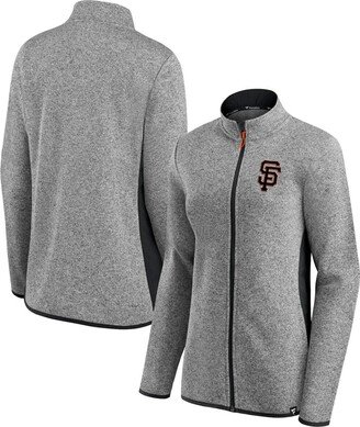 Women's Branded Heathered Charcoal San Francisco Giants Primary Logo Fleece Full-Zip Jacket