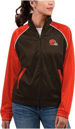 Women's G-iii 4Her by Carl Banks Brown Cleveland Browns Showup Fashion Dolman Full-Zip Track Jacket