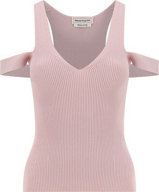 V-Neck Cut Out Knitted Top