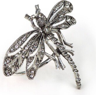 Dragonfly Napkin Ring - Silver Jeweled Glass Bead Beaded Quality Gift Idea