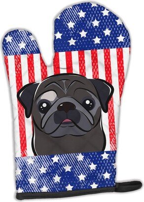 American Flag and Black Pug Oven Mitt