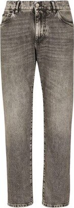 Light gray wash slim-fit stretch jeans