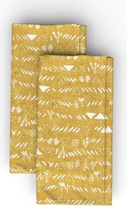 Cloth Napkins: Sticks And Stones - Yellow Cloth Napkin, Longleaf Sateen Grand, Yellow