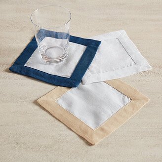 Bunny Williams Banded Cocktail Napkins - Set of 6 White/Indigo