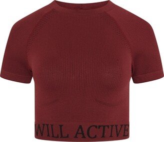 Twill Active Vora Panel Recycled Seamless Crop Top – Burgundy