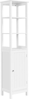 Wooden Tall Bathroom Floor Cabinet with 3 Tier Shelves White