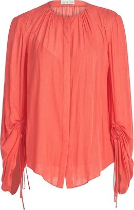 Kasia Crinkled Button-Up Blouse