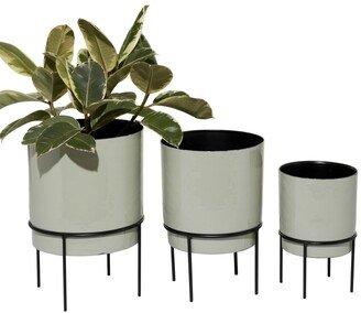 Set of 3 White Metal Contemporary Planter, 7