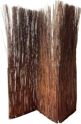 3 Panel Vertically Aligned Willow Branches Room Divider, Brown - 84 H x 6 W x 63 L Inches