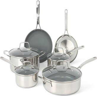 Martha Stewart Collection Delarux Stainless Steel 10 Piece Cookware Set