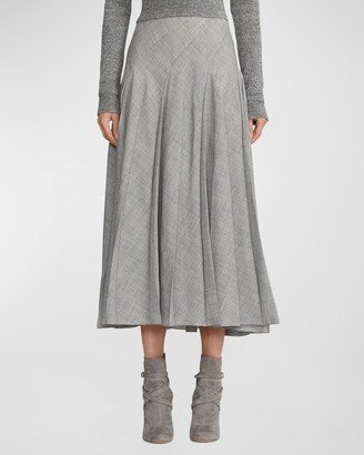 Harleigh Pleated Wool Maxi Skirt