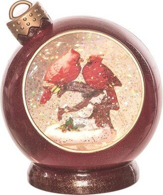 Artificial 6 in. Multicolor Christmas Light Up Cardinal Water Globe Ornament Decor